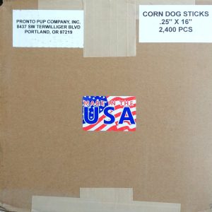 Case of 2,400 Top Quality, USA Made 16" x 1/4" Wooden Corn Dog Skewers