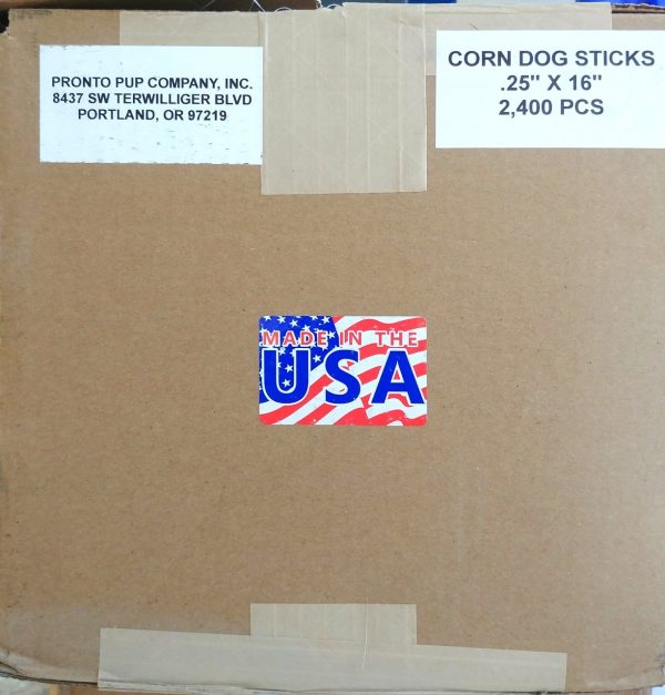 Case of 2,400 Top Quality, USA Made 16" x 1/4" Wooden Corn Dog Skewers