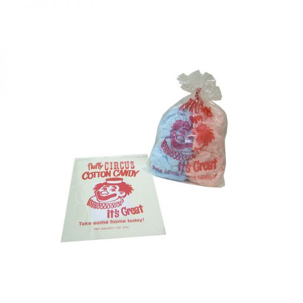 Printed 1oz Cotton Candy Bags with Fluffy Circus Clown Design